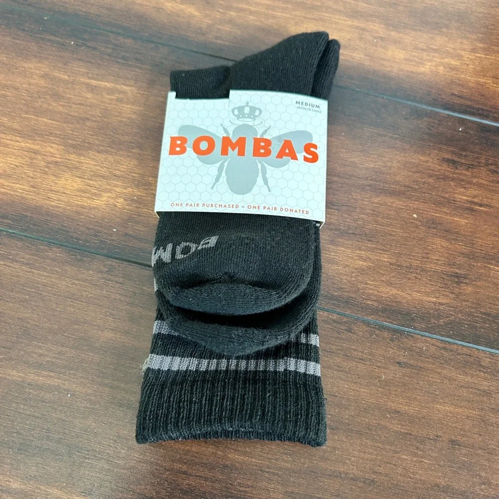 Bombas Crew Socks Unisex Medium Black Grey 5 Pairs NEW